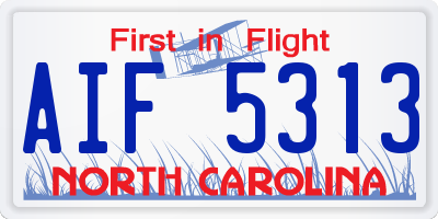 NC license plate AIF5313
