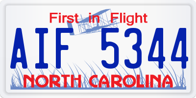 NC license plate AIF5344