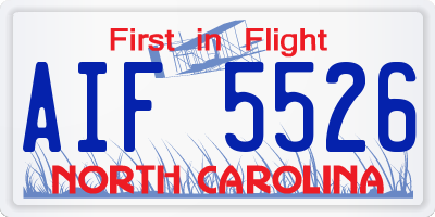 NC license plate AIF5526