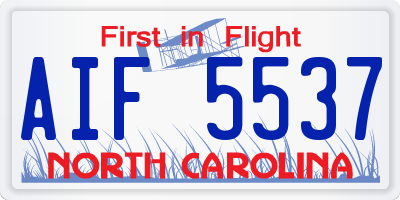 NC license plate AIF5537