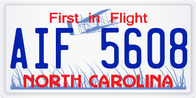 NC license plate AIF5608