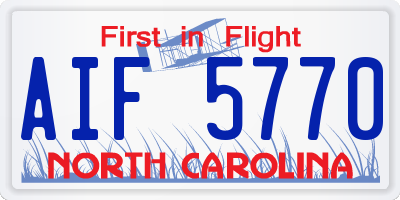 NC license plate AIF5770