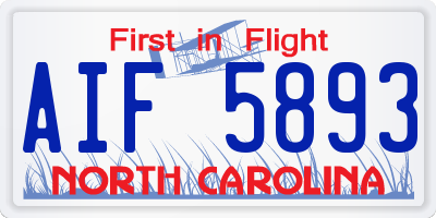 NC license plate AIF5893