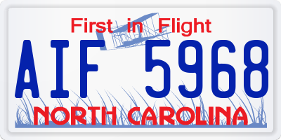 NC license plate AIF5968