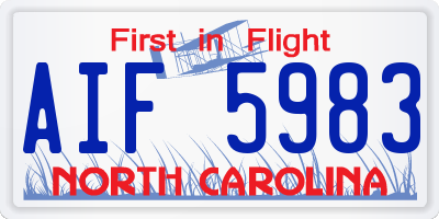 NC license plate AIF5983