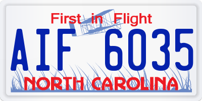 NC license plate AIF6035
