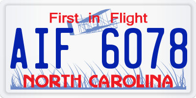 NC license plate AIF6078
