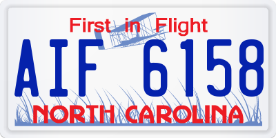 NC license plate AIF6158