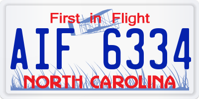 NC license plate AIF6334