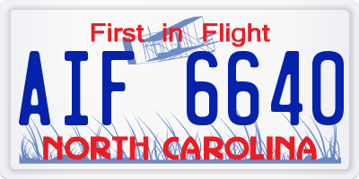 NC license plate AIF6640