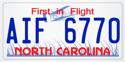 NC license plate AIF6770