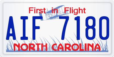 NC license plate AIF7180