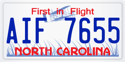 NC license plate AIF7655