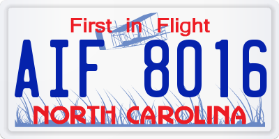 NC license plate AIF8016