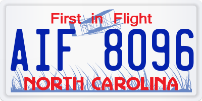NC license plate AIF8096