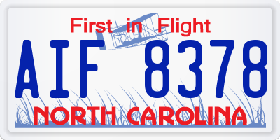 NC license plate AIF8378