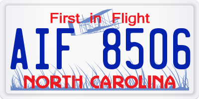 NC license plate AIF8506