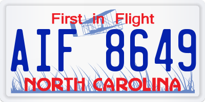 NC license plate AIF8649