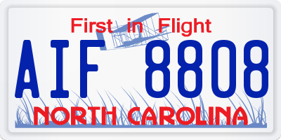 NC license plate AIF8808