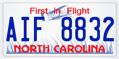 NC license plate AIF8832