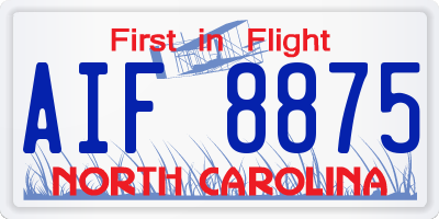 NC license plate AIF8875