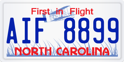 NC license plate AIF8899