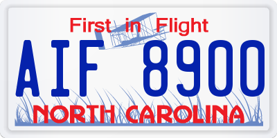 NC license plate AIF8900