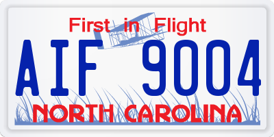 NC license plate AIF9004
