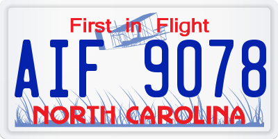 NC license plate AIF9078