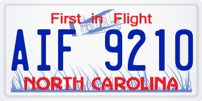 NC license plate AIF9210