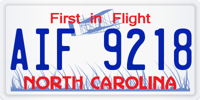NC license plate AIF9218