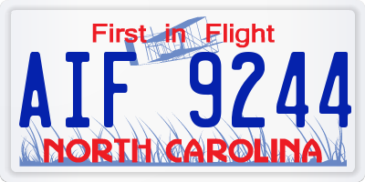 NC license plate AIF9244
