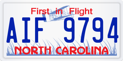NC license plate AIF9794