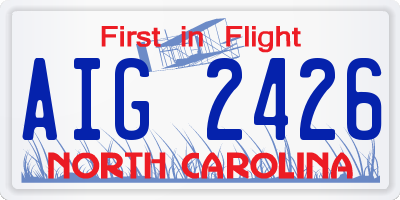 NC license plate AIG2426
