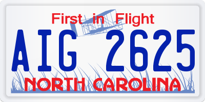 NC license plate AIG2625