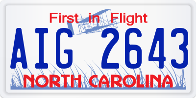 NC license plate AIG2643
