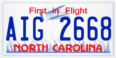 NC license plate AIG2668