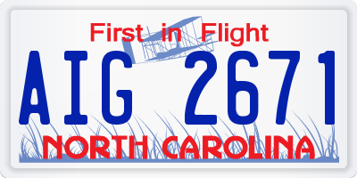NC license plate AIG2671