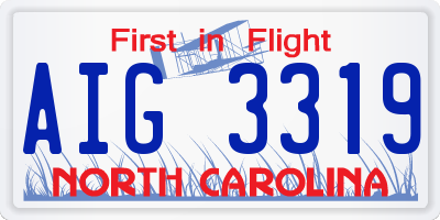 NC license plate AIG3319