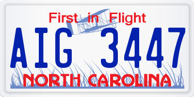 NC license plate AIG3447