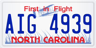 NC license plate AIG4939