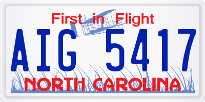NC license plate AIG5417