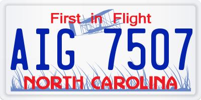 NC license plate AIG7507