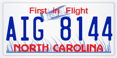 NC license plate AIG8144