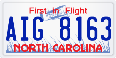NC license plate AIG8163