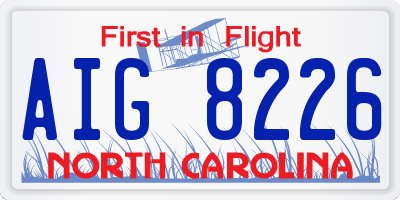 NC license plate AIG8226