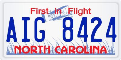 NC license plate AIG8424