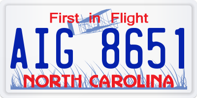 NC license plate AIG8651