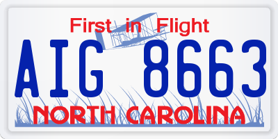 NC license plate AIG8663