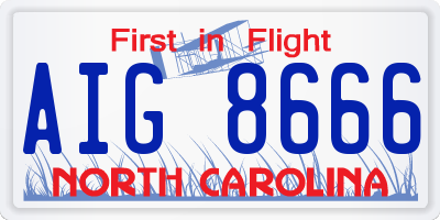 NC license plate AIG8666